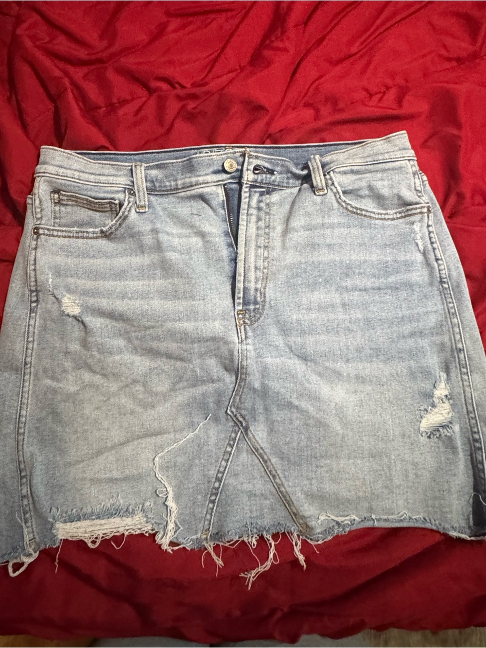Arizona Jean Company Light Blue Distressed Denim Mini Skirt
